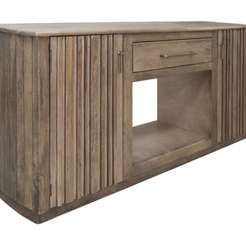 Mezquite - 1 Drawer 2 Doors Fireplace TV Stand - Mezquite Brown