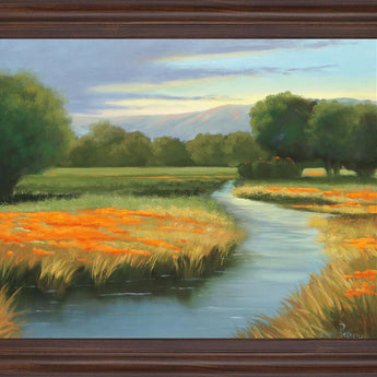 Golden Meadow Stream - 28" x 34" Framed Wall Art - Green