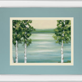 Quiet Lake By Rita Vindeszia - Mirror Framed Print Wall Art - Light Blue