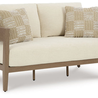 Serene Bay - Loveseat con cojín - Marrón oscuro / Blanco
