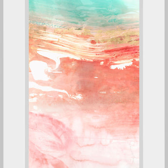 18x42 Earth Neon I By Pi Studio - Mirrored Frame Wall Art - Red