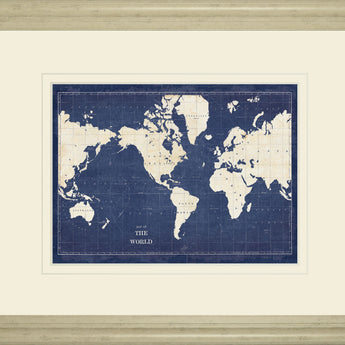 Blueprint World Map V2 By Sue Schlabach - Blue