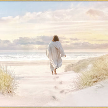 Footsteps Toward Light - 48 X 32 - High Gloss Canvas In Frame - Cream