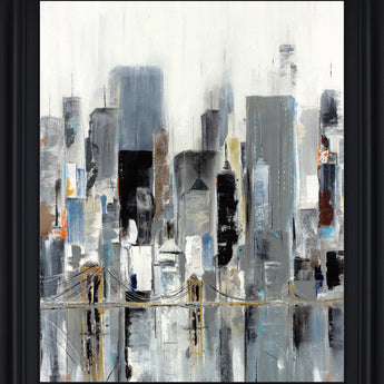 Misty Metropolis - 28" x 34" Framed Wall Art - Gray