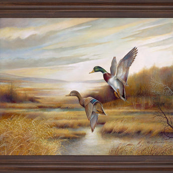 Autumn Marsh Duo - 28" x 34" Framed Wall Art - Light Brown