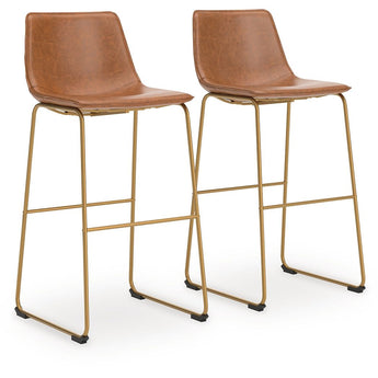 Ciabori - Tall Upholstered Barstool (Set of 2) - Brown / Gold