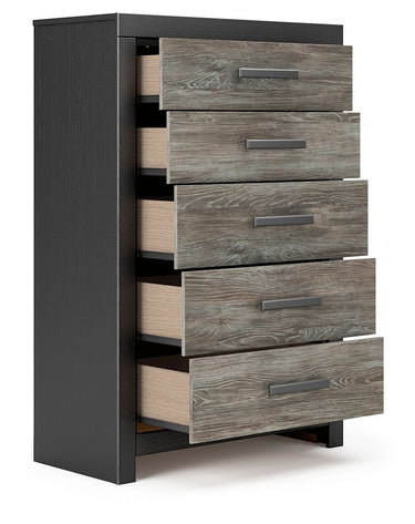 Broachmyn - Five Drawer Chest - Black / Gray