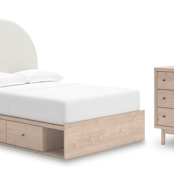 Arloster - 4 Pc. - Full Panel Storage Bed, Dresser, Mirror And Nightstand - Tan