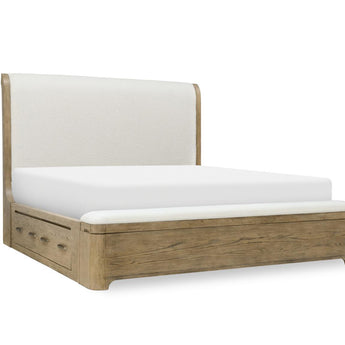 Flow - Complete Upholstered Sleigh Bed With Storage Footboard 2 Storage Side Rails