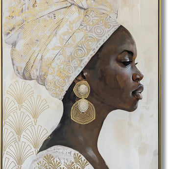Opulent Gaze Elegance - 48" x 33" Framed Wall Art - Beige