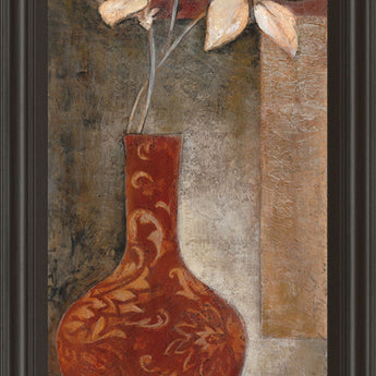 Baroque Floral l By Rosie Abrahams - Framed Print Wall Art - Red