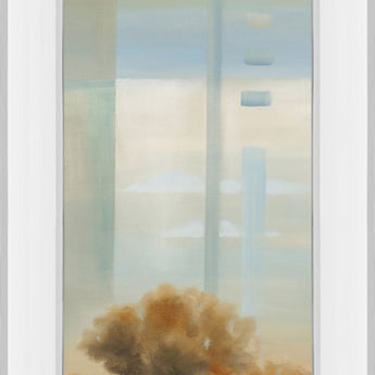 Window On The Word Il By Carol Robinson - Mirror Framed Print Wall Art - Light Blue