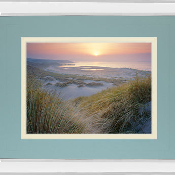 Budle, Misty Sunset By Joe Cornish - Mirror Framed Print Wall Art - Green