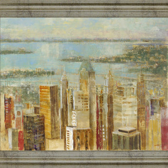 Golden Harbor Skyline - 28" x 34" Framed Wall Art - Beige