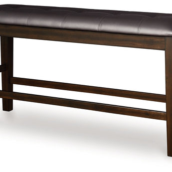 Haddigan - Double Counter Height Upholstered Bench - Dark Brown