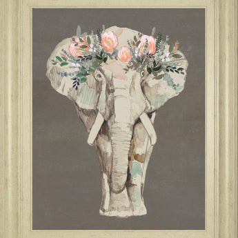 22x26 Flower Crown Elephant II By Jennifer Goldberger - Beige