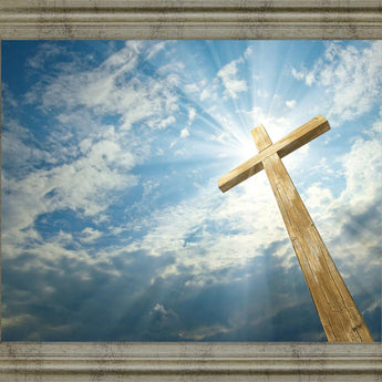 Sunlit Faith - 28" x 34" Framed Wall Art - Light Blue