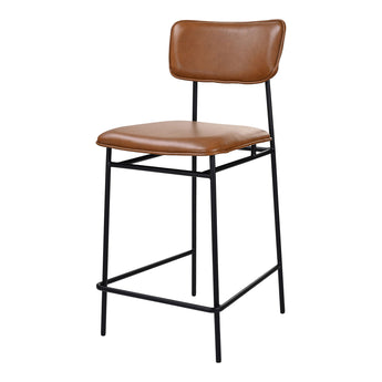 Taburete de bar de cuero Sailor - Marrón oscuro