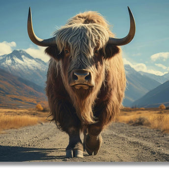 Golden Highland Stance - 40" x 60" Framed Wall Art - Light Brown