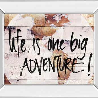 World On Wood By Sd Studios - Mirror Framed Print Wall Art - Beige