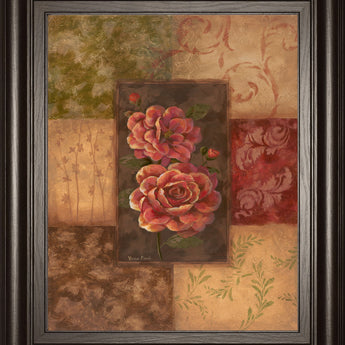 Camellias On Chocolate By Vivian Flasch - Framed Print Wall Art - Red