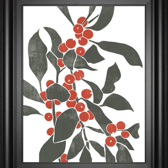 22x26 Colorblock Berry Branch IV By Emma Scarvey - Dark Gray