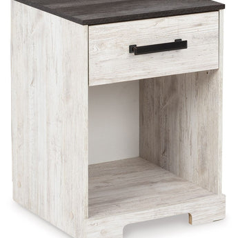 Shawburn - One Drawer Night Stand - Open Cubby - White / Black / Gray