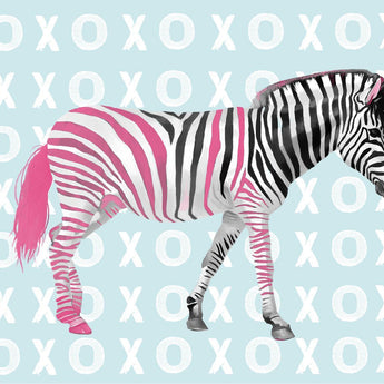 Xo Zebra By Lucca Sheppard (Framed) - Light Blue