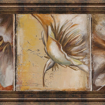 The Three Poppies Il By Patricia Pinto - Framed Print Wall Art - Dark Brown