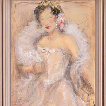 Rosy Evening Muse - 28" x 34" Framed Wall Art - Beige