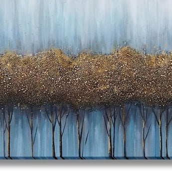 Amber Grove Mist - 20" x 71" Framed Wall Art - Blue