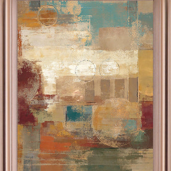 Golden Haze Geometry - 28" x 34" Framed Wall Art - Beige