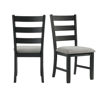 Martin - Silla de comedor auxiliar con tela gris (juego de 2) - Acabado negro