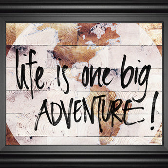 World On Wood By Sd Studios - Framed Print Wall Art - Beige
