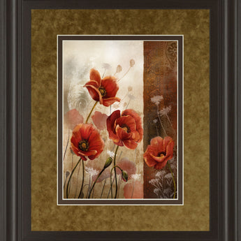 Wild Poppies Il By Conrad Knutsen - Framed Print Wall Art - Light Brown
