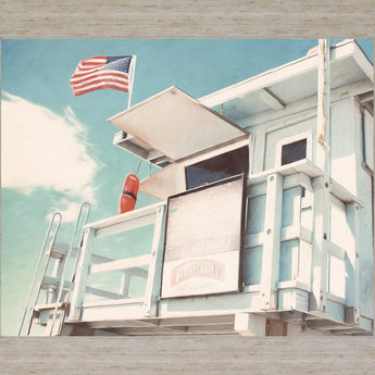 Seaside Watchtower - 28" x 34" Framed Wall Art - Light Blue
