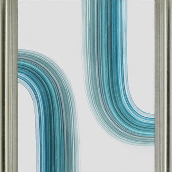 Curved Streams - 28" x 34" Framed Wall Art - Light Blue