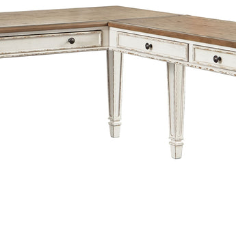 Realyn - Home Office L Shaped Desk - White / Brown