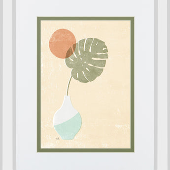 Sun Palm I Mint By Moira Hershey Mirrored Frame - Beige