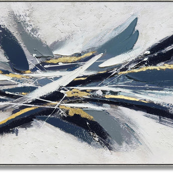 Storm Surge Elegance - 35" x 47" Framed Wall Art - Blue