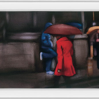 Down On The Street By Xavier Visa - Mirrored Frame Wall Art - Dark Brown