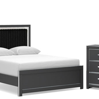 Zuraleus - 4 Pc. - Queen Upholstered Bed With Roll Slats, Dresser, Mirror And Nightstand - Black
