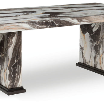 Jeshina - Mesa de comedor - Marrón oscuro/Beige