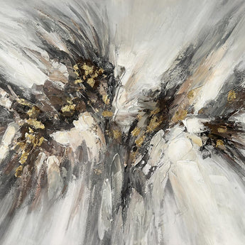 Warp Speed Abstract - Hand-painted Wrapped Canvas - Gray