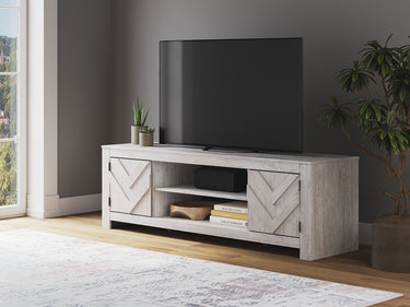 Cayboni - LG TV Stand With Fireplace Option - Whitewash