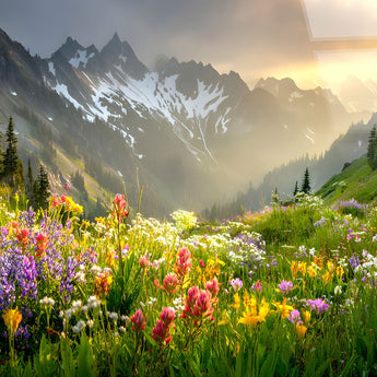 Alpine Wildflower Misty Tempered Glass - Green / Gold