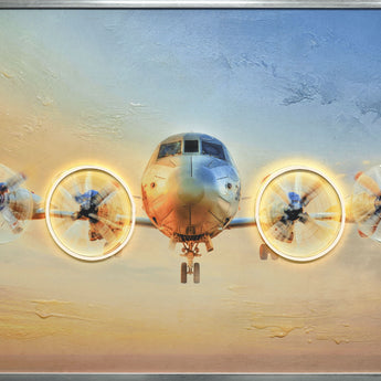 "Aviation Glow" Hand-Embellished LED In Frame - Metallic / Multicolor
