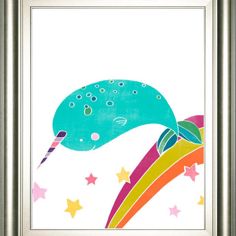 22x26 Happy Narwals II By June Erica Vess - Light Blue