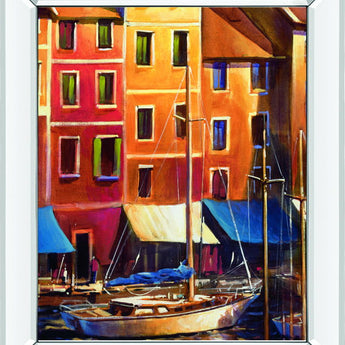 Portofino Waterfall By D'Toole, M - Mirror Framed Print Wall Art - Orange