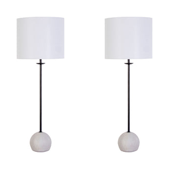 "Urban Sphere" Concrete Buffet Lamp (Set of 2) - Concrete/Matte Black